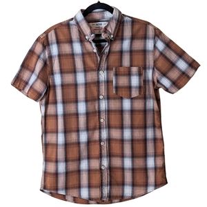 Urban Pipeline Brown Plaid Short Sleeve Button Shirt - size M - EUC